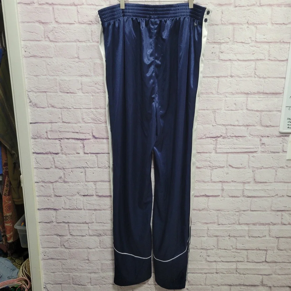 VTG Adidas Clima365 Snap Track Pants Mens 3XL Tall Navy Blue Y2K Blockcore Retro